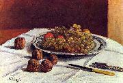 Alfred Sisley Stilleben, Trauben und Nusse oil painting reproduction